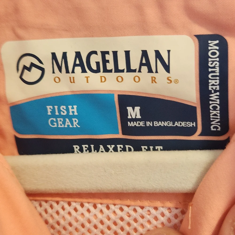 Magellan Outdoors Peach Mens Casual Button Down Shirt Size M Euc - Picture 3 of 5